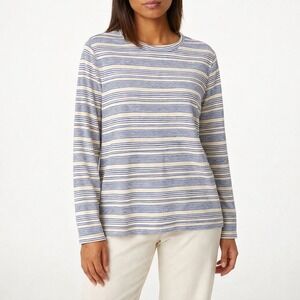 TOAST Blue Striped Long Sleeve T-Shirt Top Size Medium 100% Cotton Tee Normcore